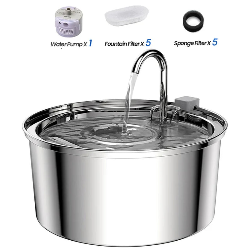3.2L Automatic Stainless Steel Fountain with a Filter