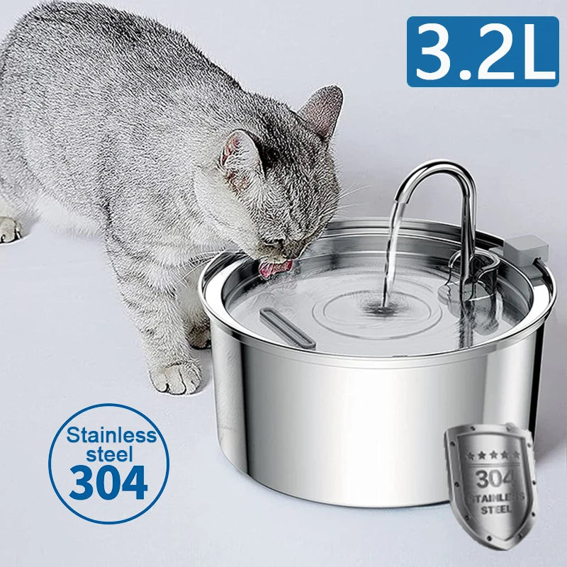 3.2L Automatic Stainless Steel Fountain with a Filter