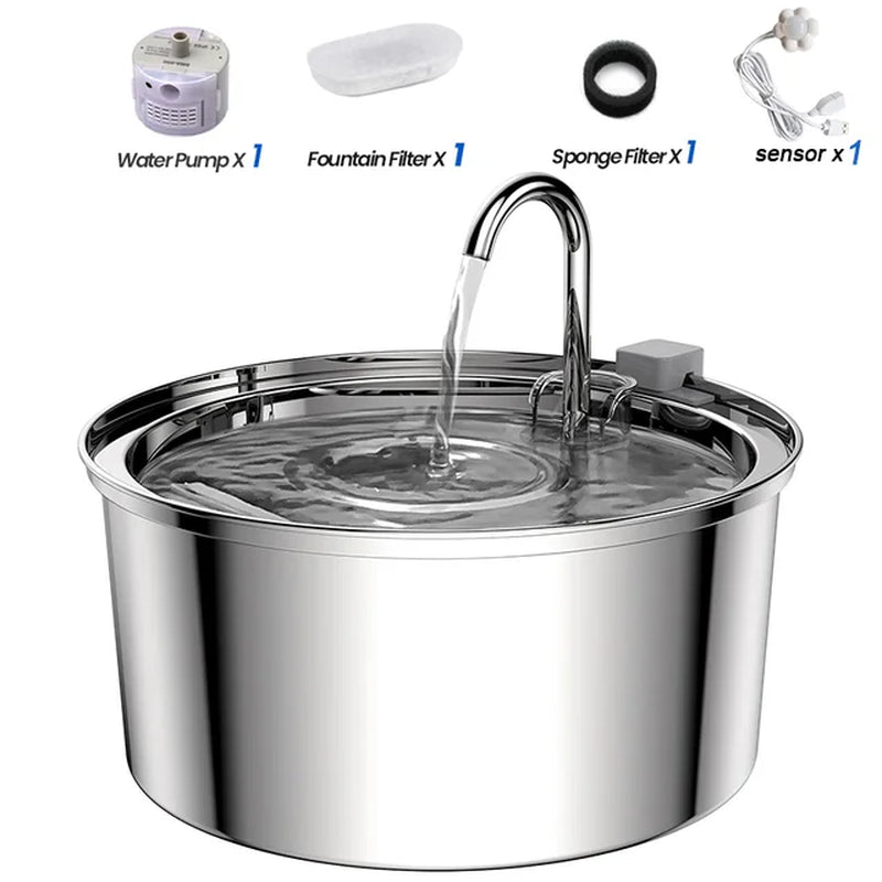 3.2L Automatic Stainless Steel Fountain with a Filter