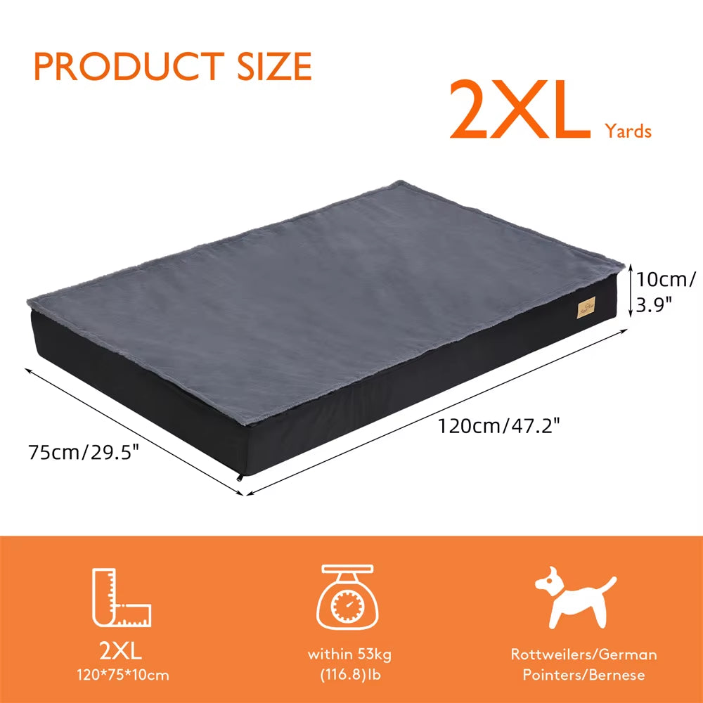 Large Orthopaedic Dog Bed Waterproof Cushion Pet Mattress 2 in 1 Pet Dog Crate Bed with Removable Washable Cover Indoor Outdoor