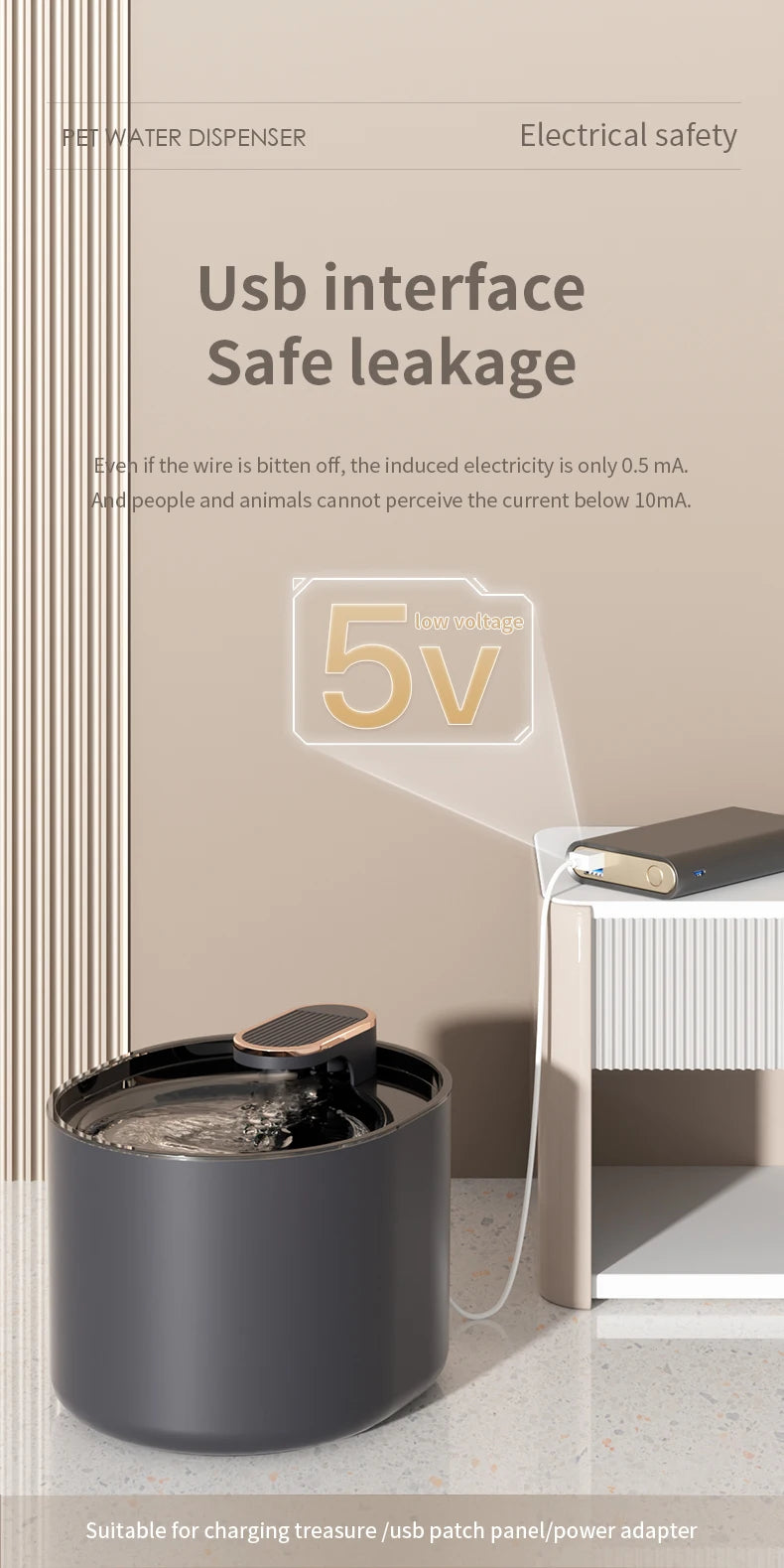 3L Ultra Silent Water Fountain with Motion Sensors & LED Lights