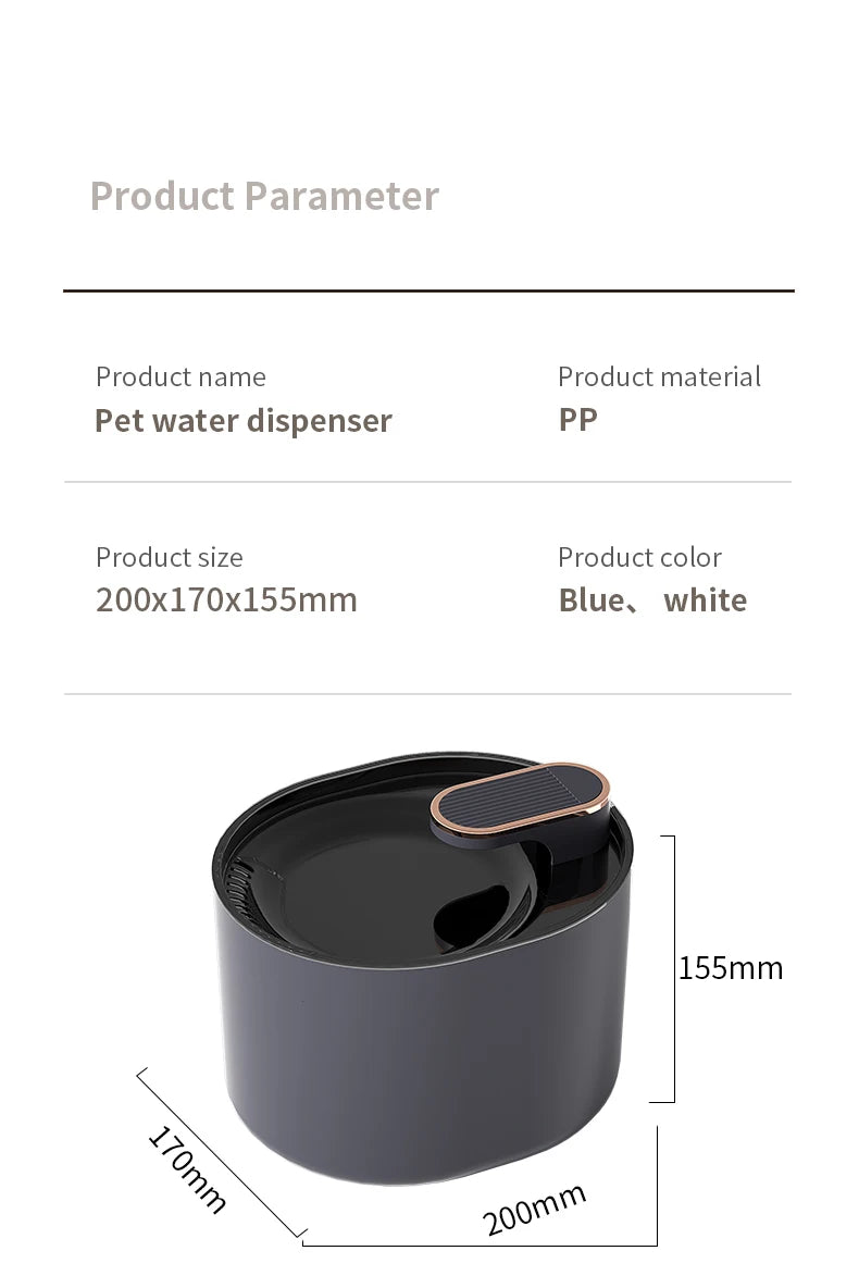 3L Ultra Silent Water Fountain with Motion Sensors & LED Lights