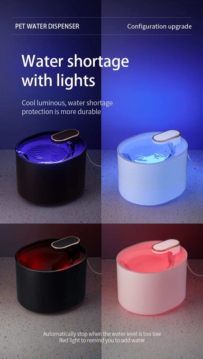 3L Ultra Silent Water Fountain with Motion Sensors & LED Lights