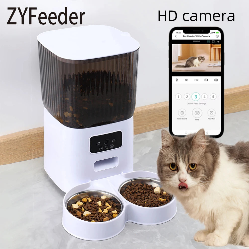 Double Bowl Button Food Dispenser