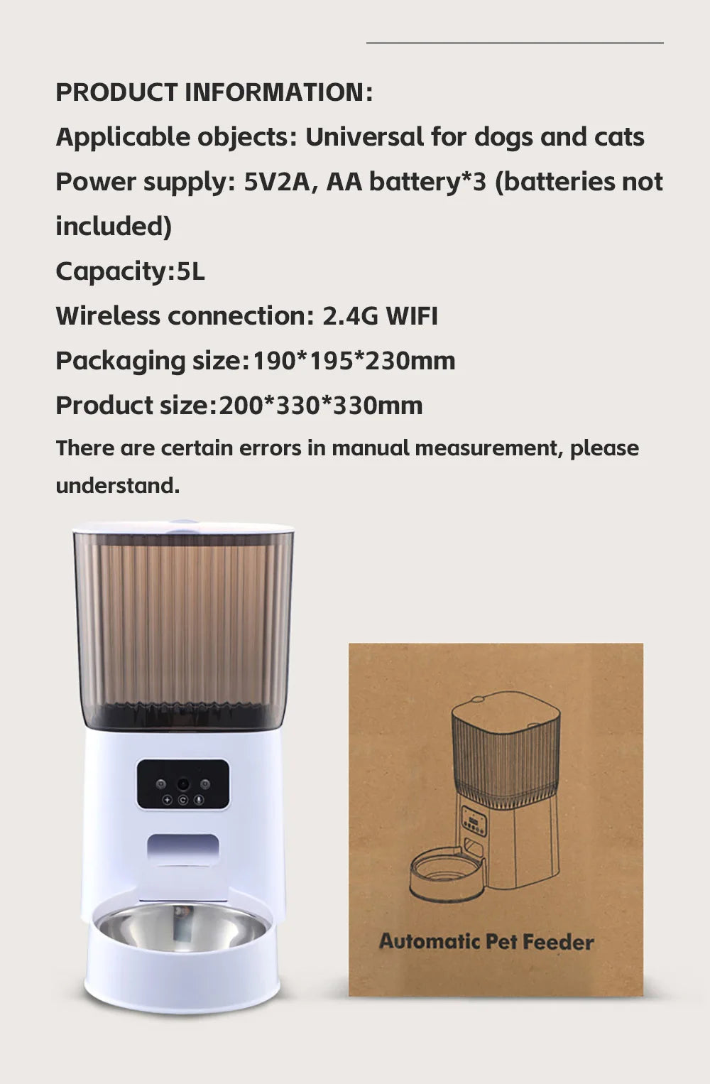 Camera Equipped Food Dispenser 5L