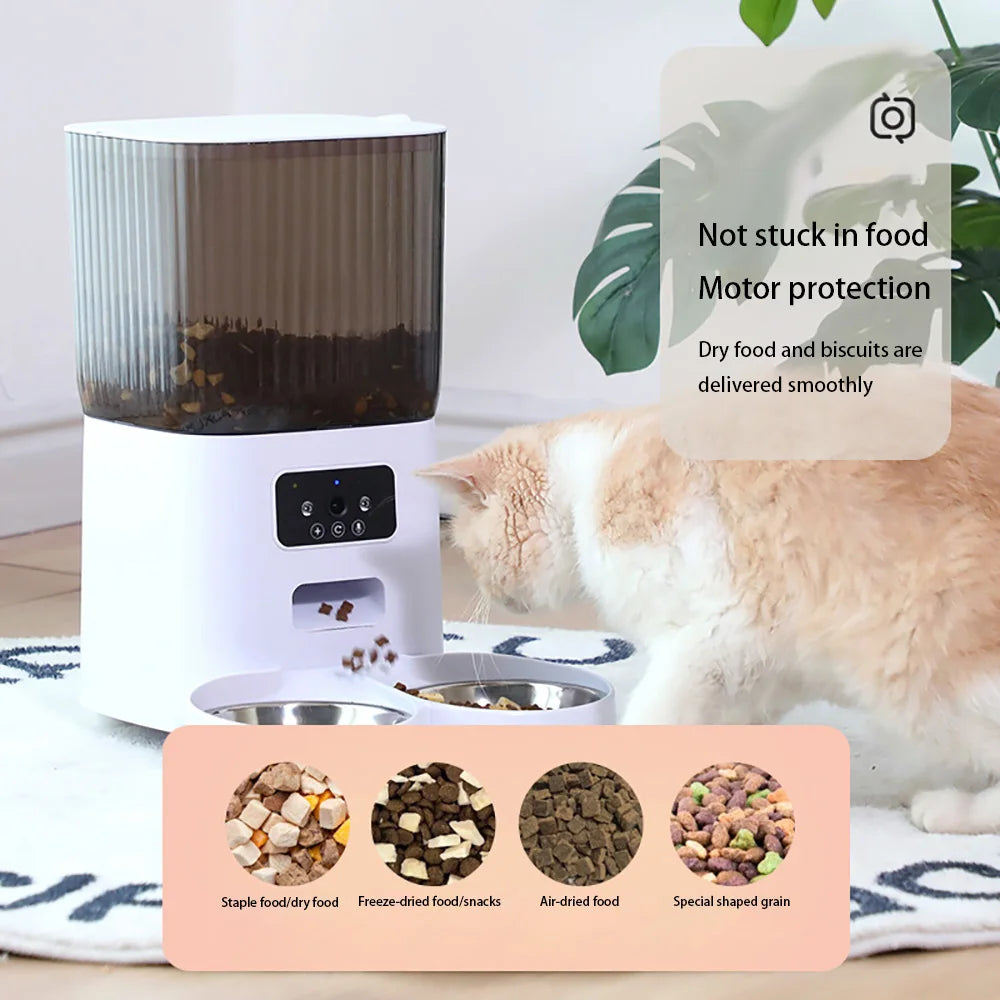 Double Bowl Button Food Dispenser