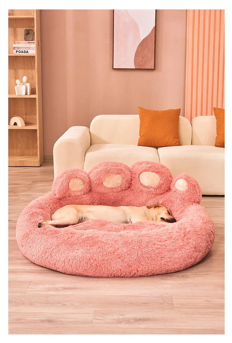 Fluffy Paw Plush Sofa Basket