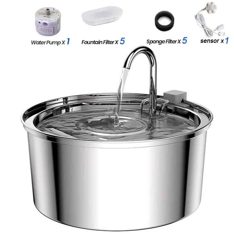 3.2L Automatic Stainless Steel Fountain with a Filter